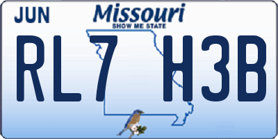 MO license plate RL7H3B