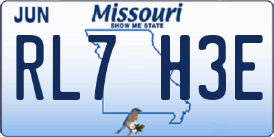 MO license plate RL7H3E