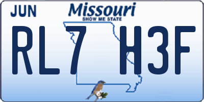MO license plate RL7H3F