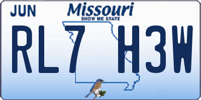MO license plate RL7H3W