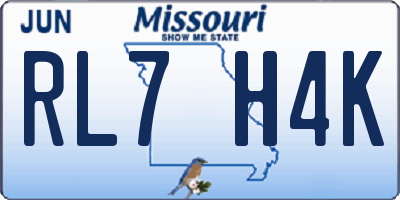 MO license plate RL7H4K