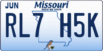 MO license plate RL7H5K