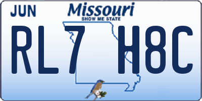 MO license plate RL7H8C