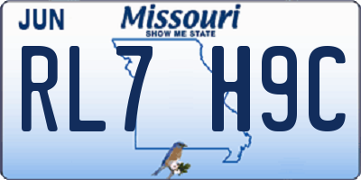 MO license plate RL7H9C