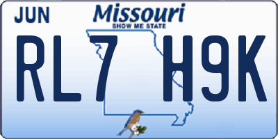 MO license plate RL7H9K