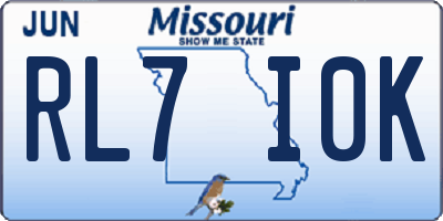 MO license plate RL7I0K