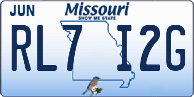 MO license plate RL7I2G