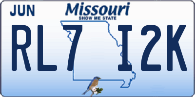 MO license plate RL7I2K