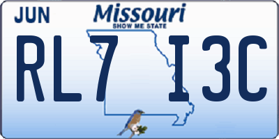 MO license plate RL7I3C