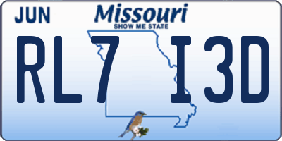 MO license plate RL7I3D