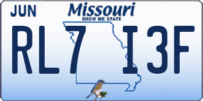 MO license plate RL7I3F