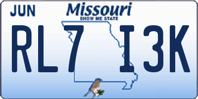 MO license plate RL7I3K
