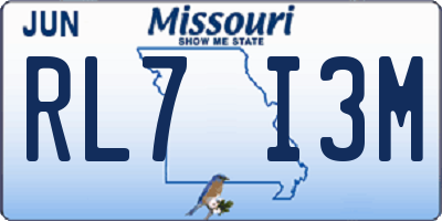MO license plate RL7I3M
