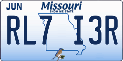 MO license plate RL7I3R