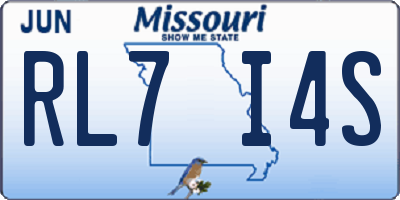 MO license plate RL7I4S