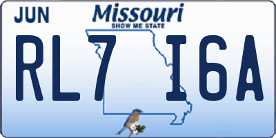 MO license plate RL7I6A