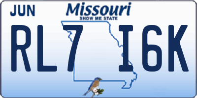 MO license plate RL7I6K