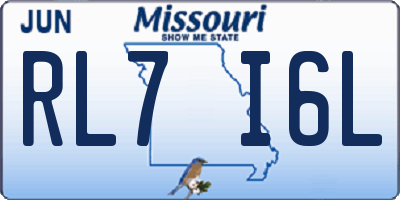 MO license plate RL7I6L