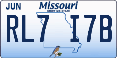MO license plate RL7I7B