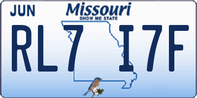 MO license plate RL7I7F