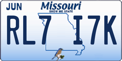 MO license plate RL7I7K