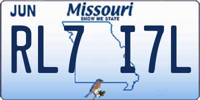 MO license plate RL7I7L