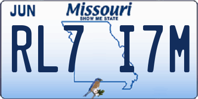 MO license plate RL7I7M