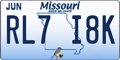 MO license plate RL7I8K
