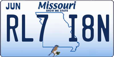 MO license plate RL7I8N