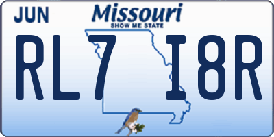 MO license plate RL7I8R
