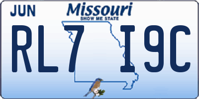 MO license plate RL7I9C