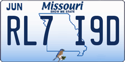 MO license plate RL7I9D