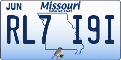 MO license plate RL7I9I