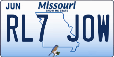 MO license plate RL7J0W