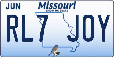 MO license plate RL7J0Y