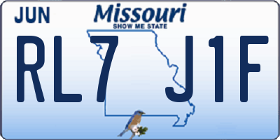 MO license plate RL7J1F