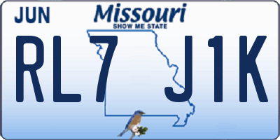 MO license plate RL7J1K