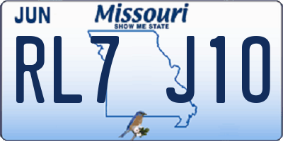 MO license plate RL7J1O