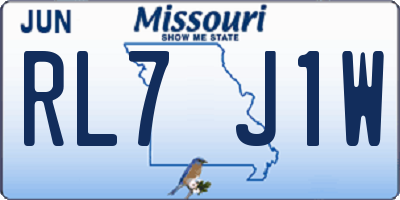 MO license plate RL7J1W
