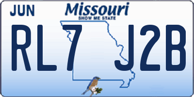MO license plate RL7J2B