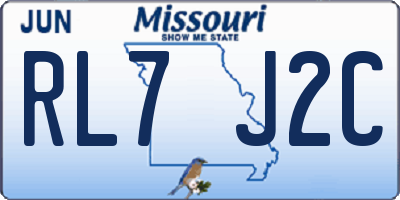 MO license plate RL7J2C
