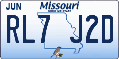 MO license plate RL7J2D