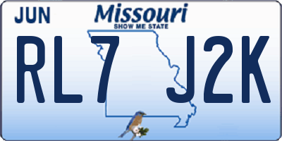 MO license plate RL7J2K