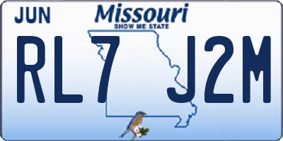 MO license plate RL7J2M