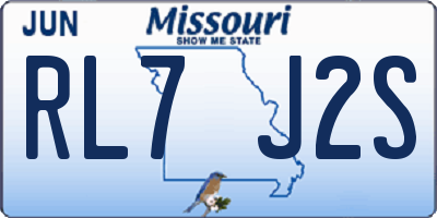 MO license plate RL7J2S