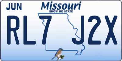 MO license plate RL7J2X