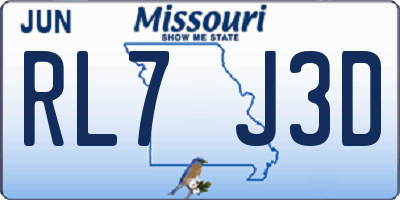 MO license plate RL7J3D