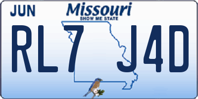MO license plate RL7J4D