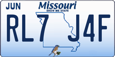 MO license plate RL7J4F