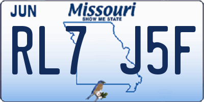 MO license plate RL7J5F